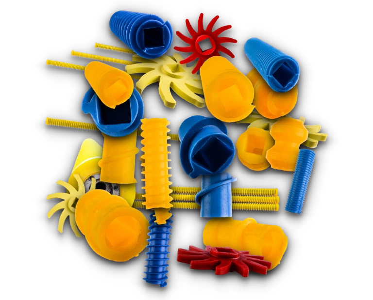 zestaw elementów wykonanych z tworzyw sztucznych (polimerów)